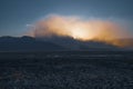 Sandstorm in desert at sunset. Dramatic landscape, Death Valley National Park Royalty Free Stock Photo