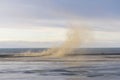 Sandstorm in Iceland winter over the sea