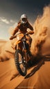 Sandstorm stunts Extreme motocross rider showcases daring jumps in desert