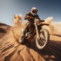 Sandstorm stunts Extreme motocross rider showcases daring jumps in desert