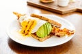 Sandwich with avocado bacon and asparagus Royalty Free Stock Photo