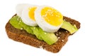 Sandwich with avocado and boiled egg isolated on white Royalty Free Stock Photo