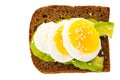 Sandwich with avocado and boiled egg isolated on white Royalty Free Stock Photo