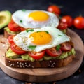 Sandwich with avocado tomato and egg Healthy breakfast healthy eating concept