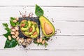 Sandwich with avocados and almonds. Royalty Free Stock Photo