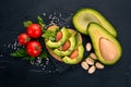 Sandwich with avocados and almonds. Royalty Free Stock Photo