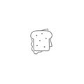 Sandwich with bacon and cheese line icon. American and international fast food symbol.