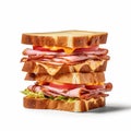 Hyperrealism Photography Of Stacked Sandwiches With Ham, Tomato, And Lettuce