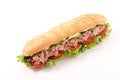 Sandwich, baguette with tuna, tomato, lettuce, cucumber