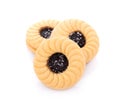 Sandwich biscuits with Blueberries on white background Royalty Free Stock Photo