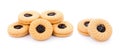 Sandwich biscuits with Blueberries on white background Royalty Free Stock Photo