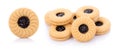 Sandwich biscuits with Blueberries on white background Royalty Free Stock Photo