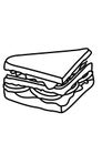 Sandwich black and white lineart drawing illustration. Hand drawn lineart illustration in black and white