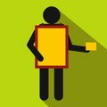 Sandwich board man icon, flat style Royalty Free Stock Photo