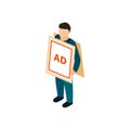 Sandwich board man icon, isometric 3d style Royalty Free Stock Photo