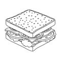 A sandwich with bread and sausage.Burgers and ingredients single icon in outline style vector symbol stock illustration.