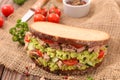 Sandwich with bread slices, avocado