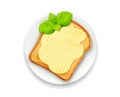 Sandwich with butter and basil leaf