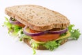 Sandwich with cheese, lettuce, tomato and onion