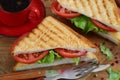 Sandwich with cheese, tomato and ham