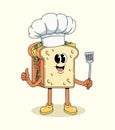sandwich chef groovy cartoon illustration Royalty Free Stock Photo