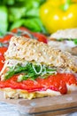 Sandwich with chicken closeup Royalty Free Stock Photo