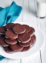 Sandwich chocolate or cacao cookies Royalty Free Stock Photo