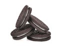 Sandwich chocolate cookies with cream on white Royalty Free Stock Photo