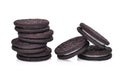 Sandwich chocolate cookies with cream on white Royalty Free Stock Photo