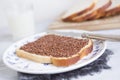 Sandwich with chocolate sprinkles or `hagelslag`, Dutch traditional food