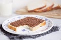 Sandwich with chocolate sprinkles or `hagelslag`