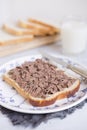 Sandwich with chocolate sprinkles or `vlokken`, Dutch traditional food