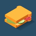 Sandwich color isometric style icon, fastfood concept illustration