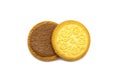 Sandwich cookies filled with coffee cream flavored. Inside and outside of crunchy biscuits delicious sweet meal and useful cookie