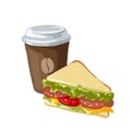 Sandwich and cup of coffee. Royalty Free Stock Photo