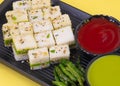 Sandwich Dhokla or Sandwich Khaman is an Indian Popular Snack Royalty Free Stock Photo