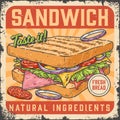 Sandwich dinner vintage flyer colorful