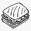 Sandwich doodle vector icon. Drawing sketch illustration hand drawn line eps10