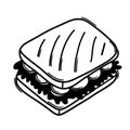 Sandwich doodle vector icon. Drawing sketch illustration hand drawn line eps10