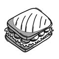 Sandwich doodle vector icon. Drawing sketch illustration hand drawn line eps10