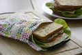 Healthy sandwich in a eco-friendly durable reusable sandwich bag