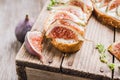 Sandwich with figs, cheese, honey and thyme