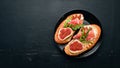 Sandwich with figs, prosciutto and cheese. Royalty Free Stock Photo