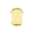 sandwich flat design vector illustration. breakfast isolated vector simple modern cartoon. sandwich with tomato, lettuce & bacon,