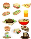 Vector Various Sandwich breakfast Foods Illustration