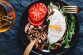 Sandwich with fresh arugula, fried shiitake mushroom Royalty Free Stock Photo