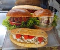 sandwich fresh greece tomatoes lattuce feta cheese in freedge