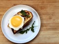 Sandwich with a fried egg, bacon, cheese and vegetables Royalty Free Stock Photo