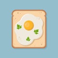 Sandwich with Fried egg. Toast with scrambled eggs on slice of bread. Healthy breakfast. Omelet. Vector illustration.