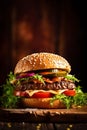 sandwich fast burger meat food beef fast food snack fat hamburger. Generative AI.